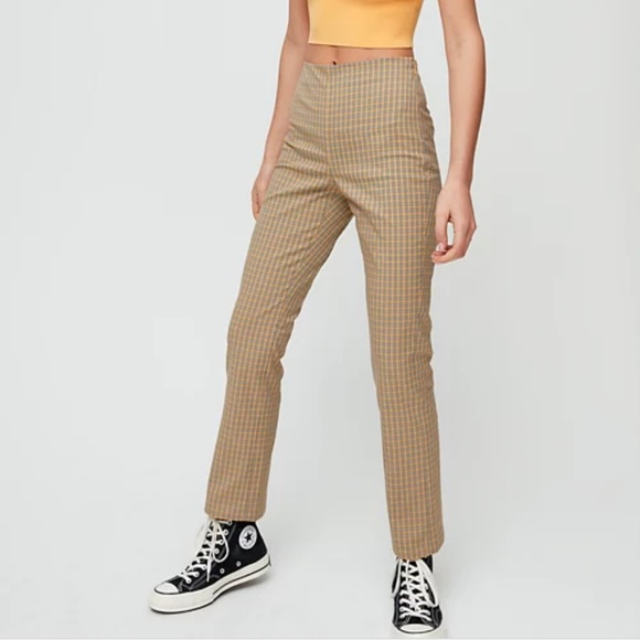 Sunday Best Pants - Sunday Best Tan Plaid High-Rise Pants